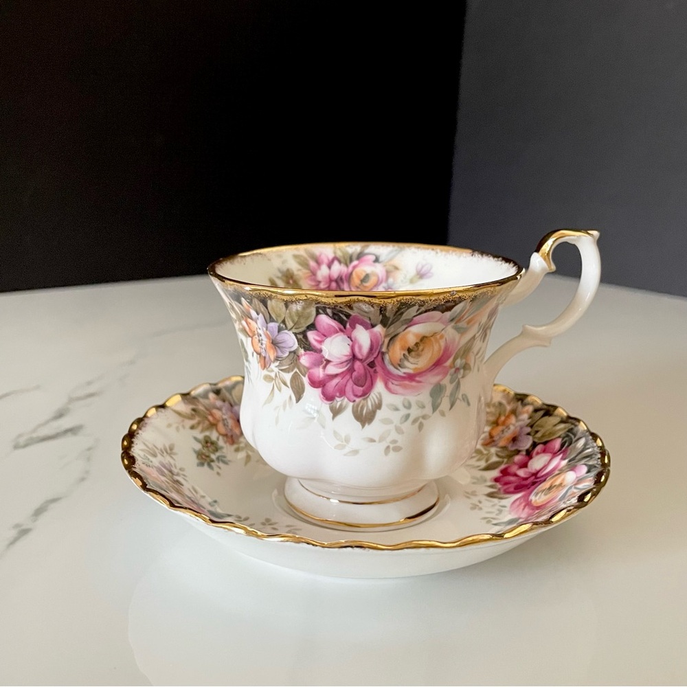 Autumn Rose Cup & Saucer by Royal Albert